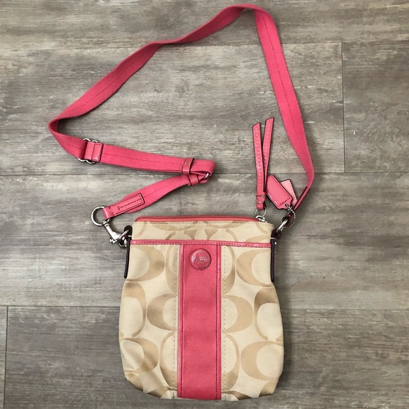 Coach Handbags - Coach Crossbody Tan/Pink